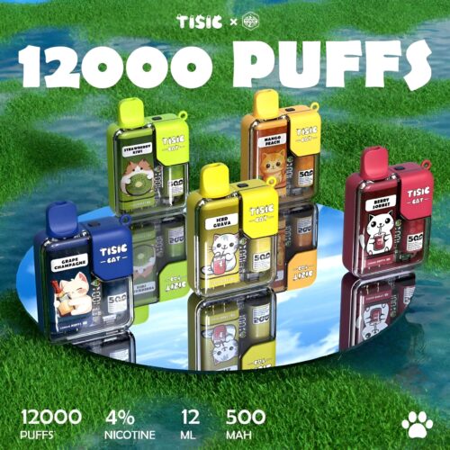 TISIC貓12000Puffs一次性電子煙｜萌系大容量拋棄式主機